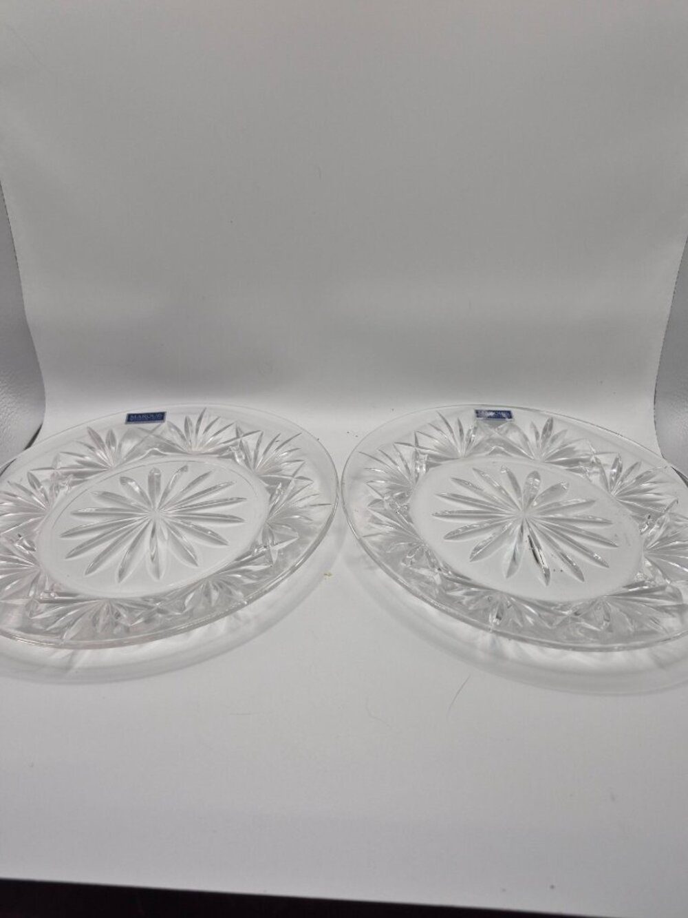 Marquis By Waterford Crystal Round Kincora Starburst Plates 8" Set Of 2  Germany